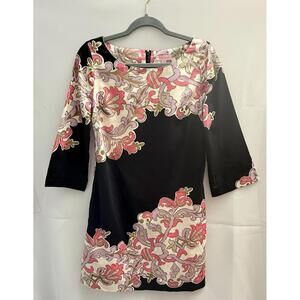 LILLY PULITZER Women's‎ Shauna Tunic 3/4 Sleeve Dress SIZE 4 Black / Pink